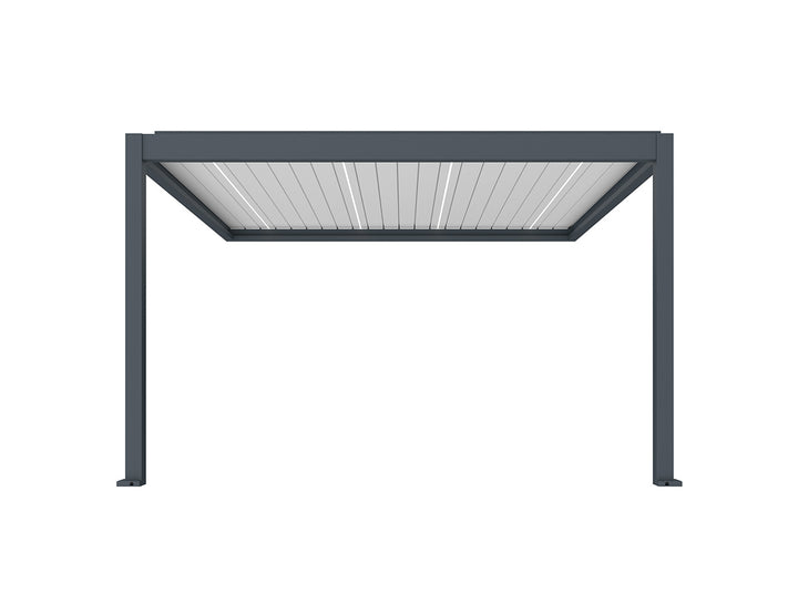 Caribbean Motorised Wall Mounted Louvre Roof Aluminium Pergola, Size: 4 x 3.9m, Colour: Charcoal / White