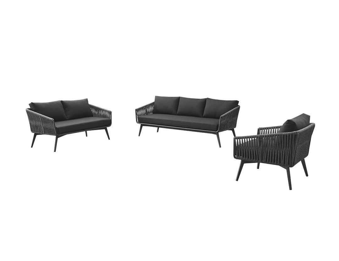 Kereru Aluminium and Rope Outdoor Armchair, Colour: Grey,