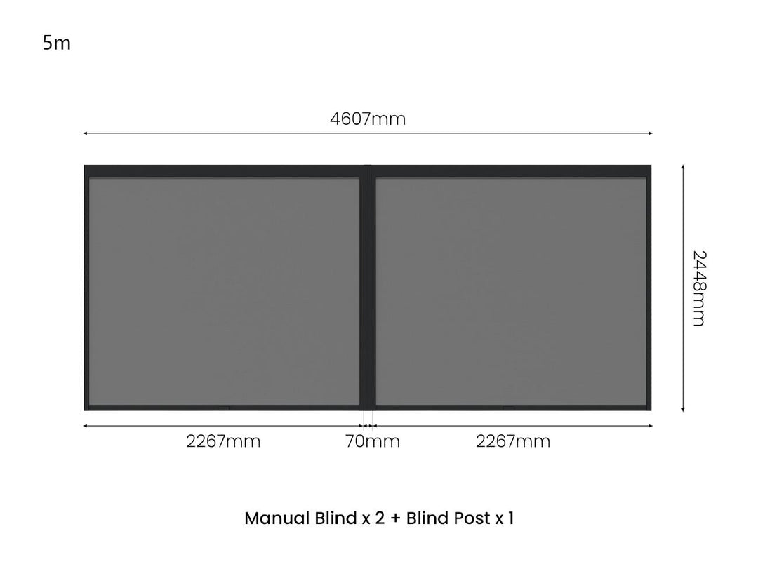 Tasman Freestanding Pergola Retractable Shade Blind, Size: 3.7m, Colour: Charcoal