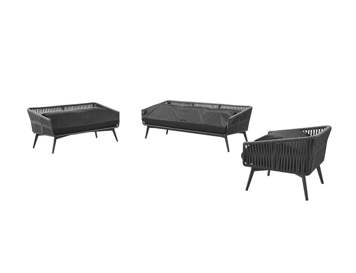 Kereru Aluminium and Rope Outdoor Loveseat, Colour: Grey,