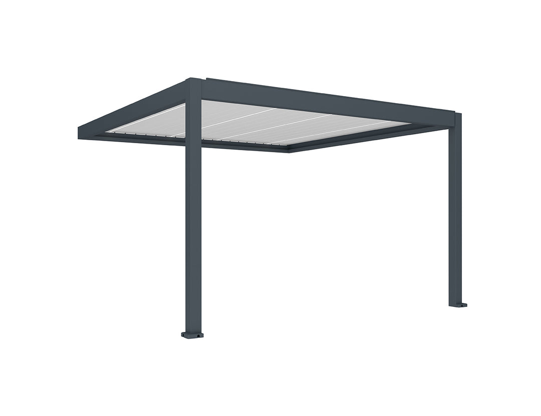 Caribbean Motorised Wall Mounted Louvre Roof Aluminium Pergola, Size: 4 x 3.9m, Colour: Black