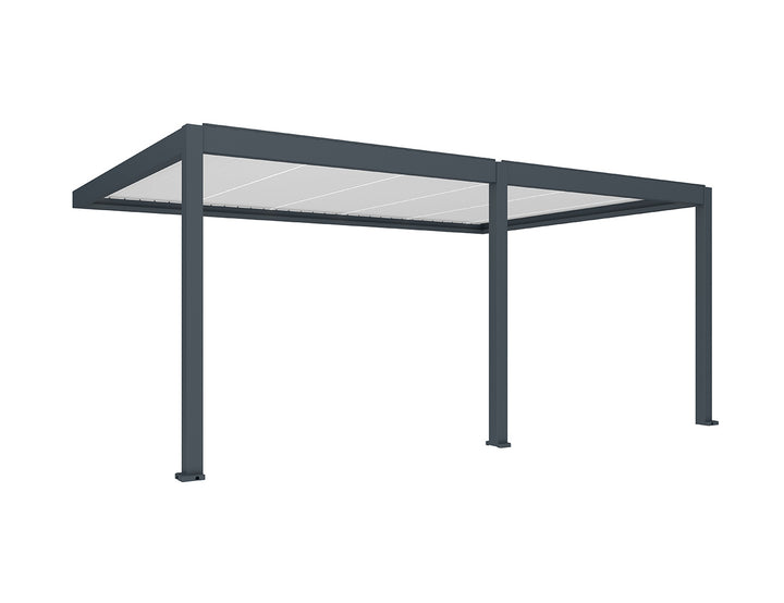 Caribbean Motorised Wall Mounted Louvre Roof Aluminium Pergola, Size: 4 x 3.9m, Colour: Black