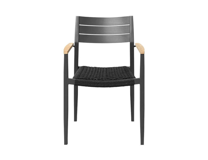 Albatross 2.0 Aluminium and Rope Outdoor Dining Chair, Colour: Dark Grey,