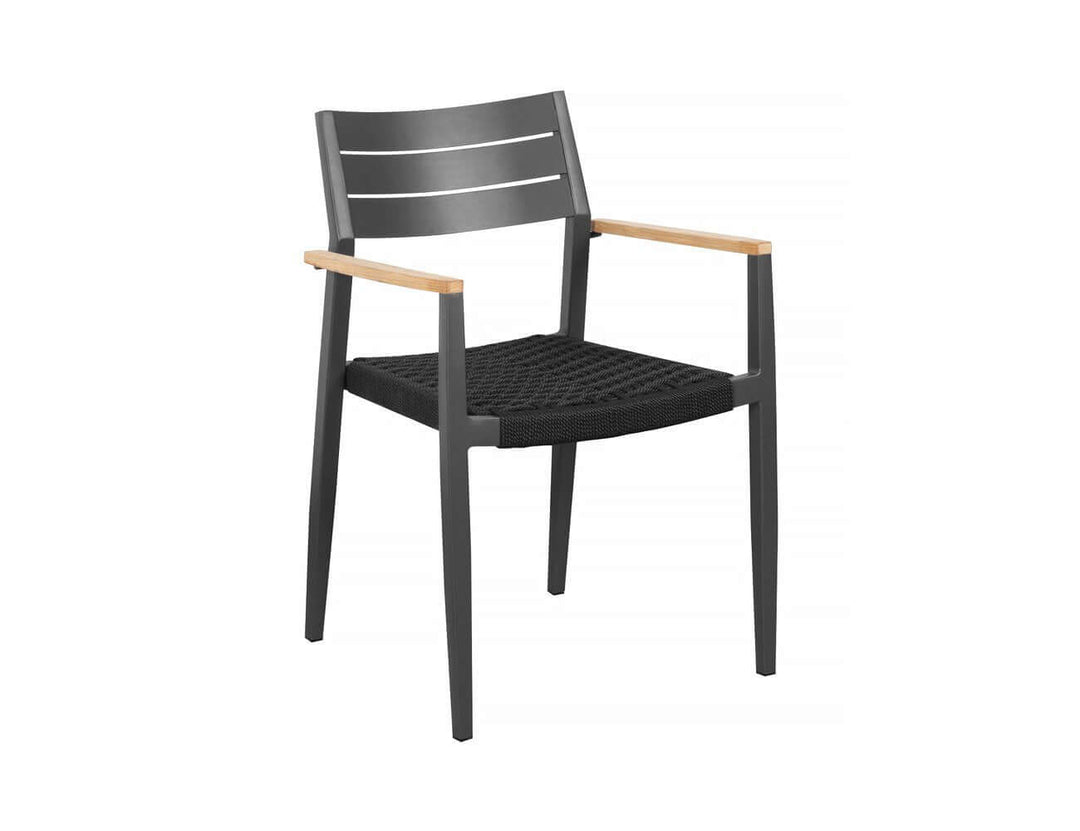 Albatross 2.0 Aluminium and Rope Outdoor Dining Chair, Colour: Dark Grey,