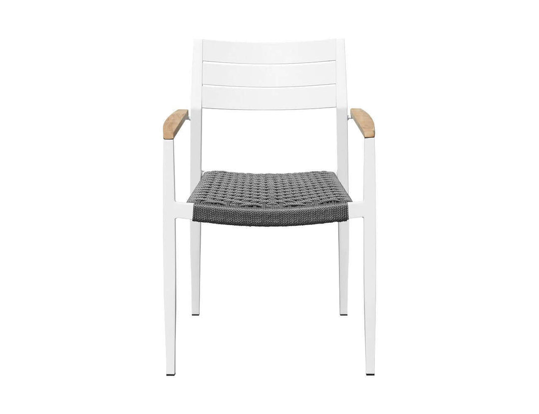 Albatross 2.0 Aluminium and Rope Outdoor Dining Chair, Colour: White,