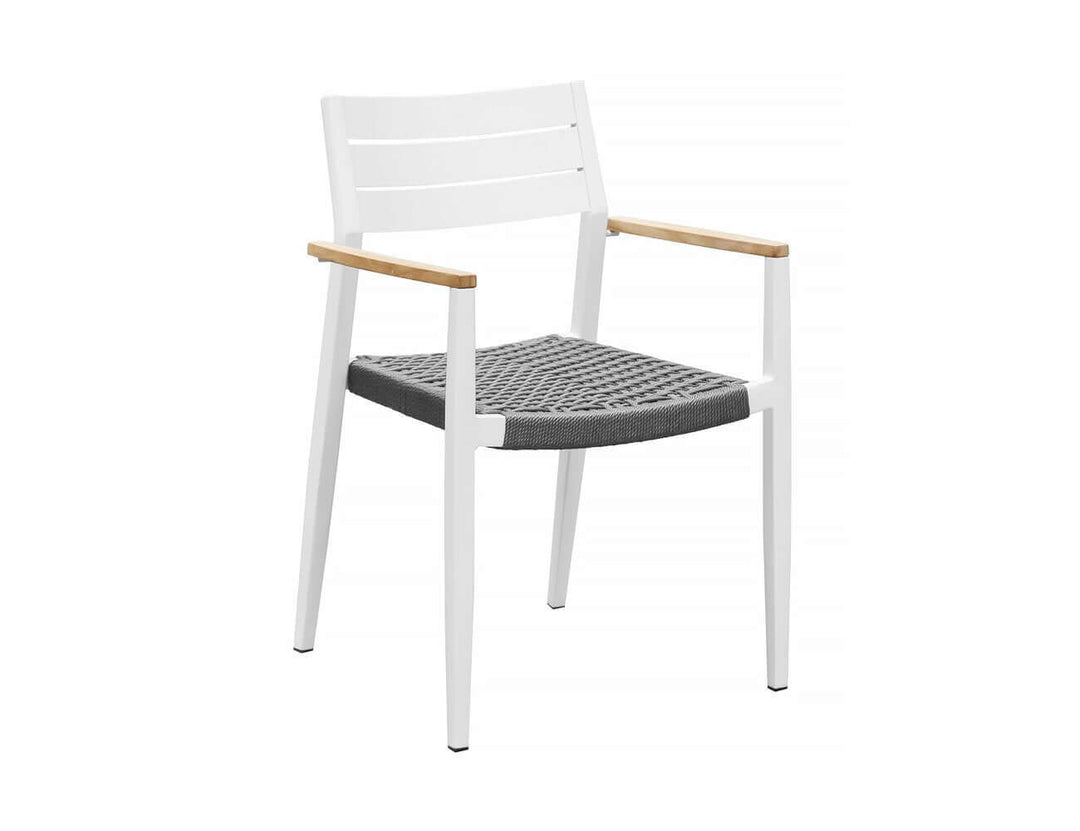 Albatross 2.0 Aluminium and Rope Outdoor Dining Chair, Colour: White,