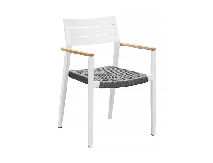Albatross 2.0 Aluminium and Rope Outdoor Dining Chair, Colour: White,