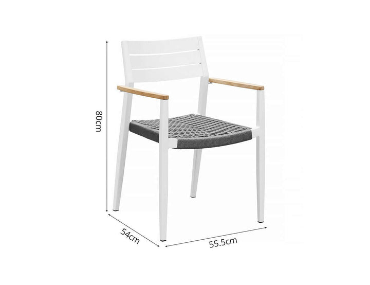 Albatross 2.0 Aluminium and Rope Outdoor Dining Chair, Colour: White,