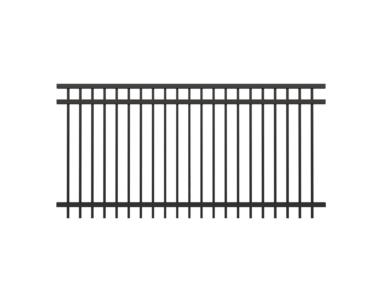 Aluminium Pool Fence Panel - Vertical(DIY), Size: 2.4 x 1.2m, Colour: Black