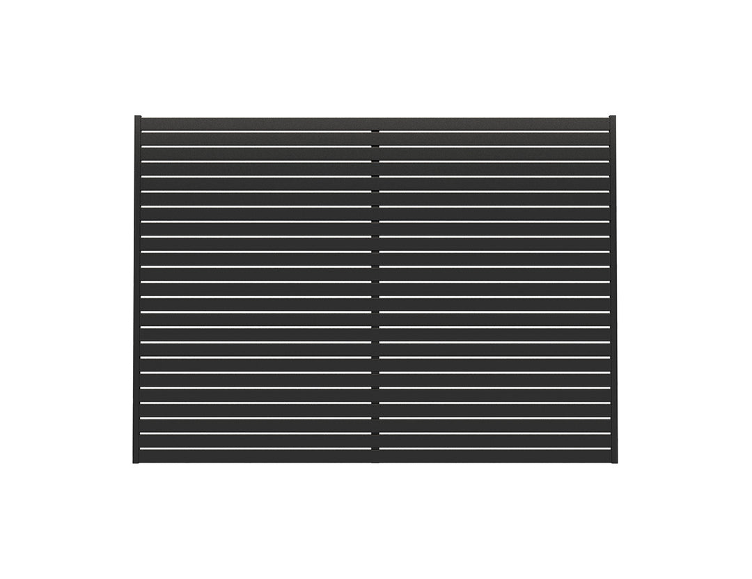 Aluminium Slat Privacy Fence Panel - Horizontal, Size: 2.4 x 1.8m, Colour: Black