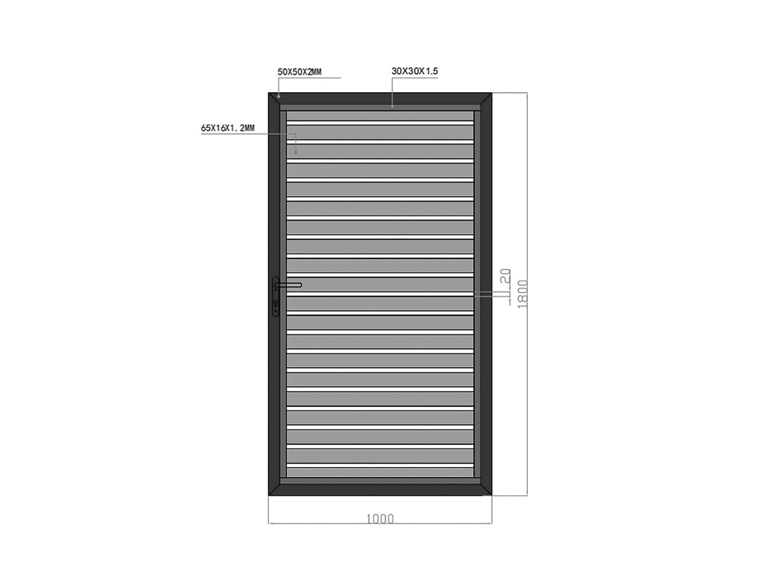 Aluminium Slat Privacy Gate, Size: 1 x 1.8m, Colour: Black