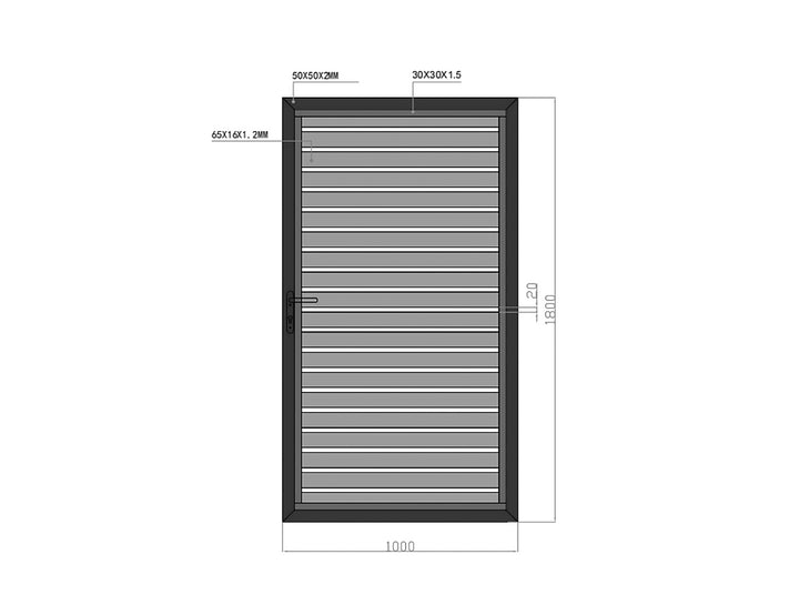 Aluminium Slat Privacy Gate, Size: 1 x 1.8m, Colour: Black
