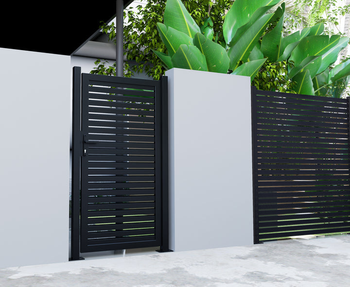 Aluminium Slat Privacy Gate, Size: 1 x 1.8m, Colour: Black
