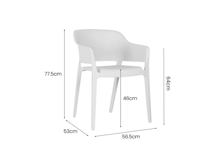 Anna Outdoor Patio Dining Armchair, Colour: White,