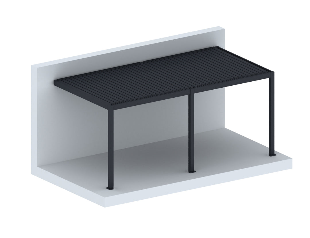 Baltic Motorised Wall Mounted Louvre Roof Aluminium Pergola, Size: 5 x 3m, Colour: Charcoal