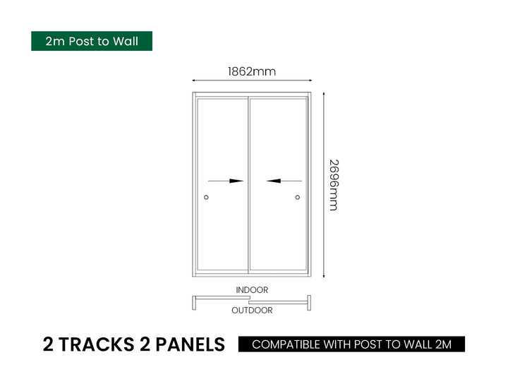 Baltic Wall Mounted Pergola Frameless Glass Sliding Door