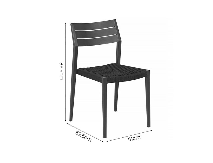 Passerine 2.0 Aluminium and Rope Outdoor Dining Chair, Colour: Dark Grey,
