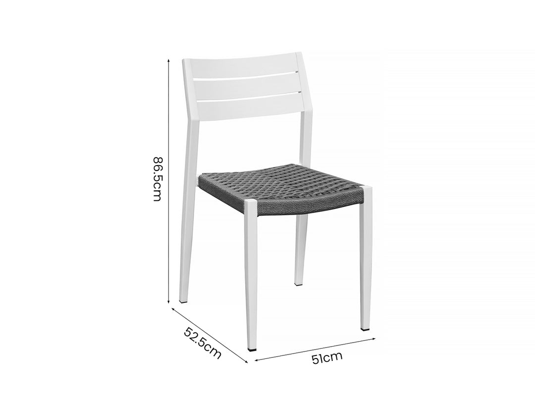 Passerine 2.0 Aluminium and Rope Outdoor Dining Chair, Colour: White,
