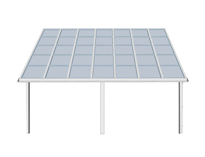 5 X 4m Wall Mounted Patio Cover, Colour: White / Light Smoky Grey,