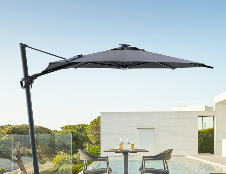 Alabaster 3m Round Cantilever Umbrella, Colour: Dark Grey,