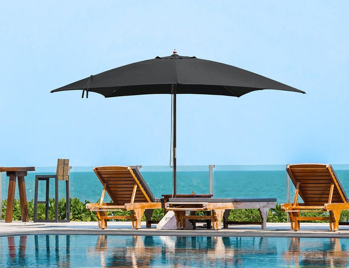 Nile 3.5m Sunbrella Square Market Umbrella, Colour: Black,