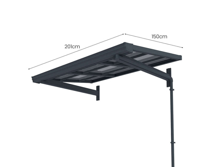 City Window / Door Awning Canopy Collection, Size: 2 x 1.5m, Colour: Black / Light Grey