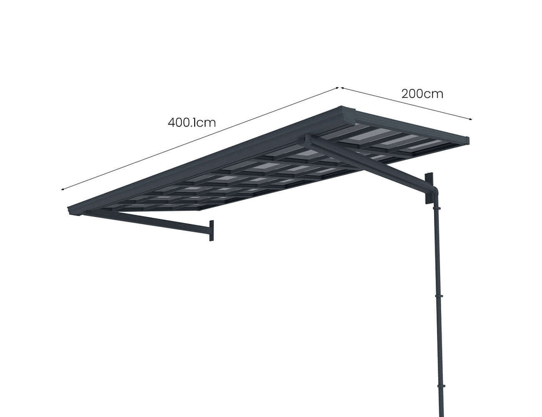 City Window / Door Awning Canopy Collection, Size: 2 x 1.5m, Colour: Black / Light Grey