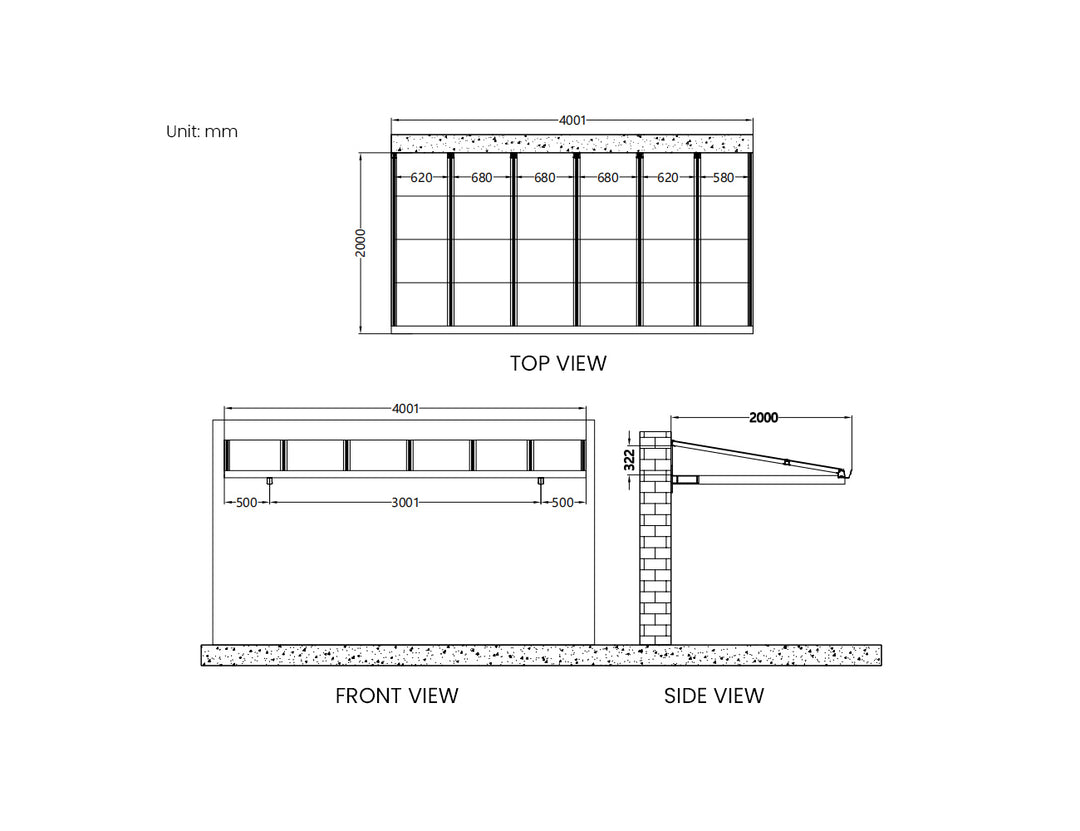 City Window / Door Awning Canopy Collection, Size: 2 x 1.5m, Colour: Black / Light Grey
