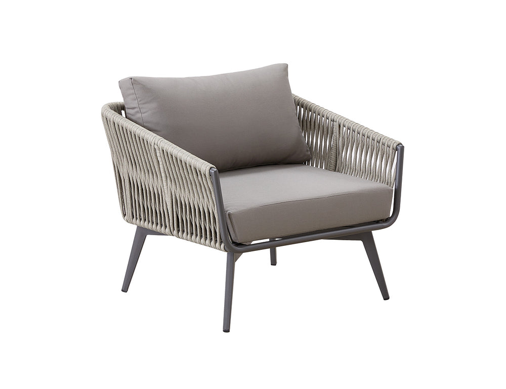 Kereru Aluminium and Rope Outdoor Armchair, Colour: Taupe,
