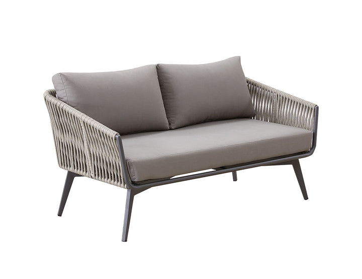 Kereru Aluminium and Rope Outdoor Loveseat, Colour: Taupe,