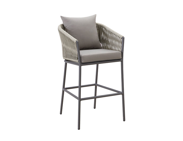 Kereru Aluminium and Rope Outdoor Bar Chair, Colour: Taupe,