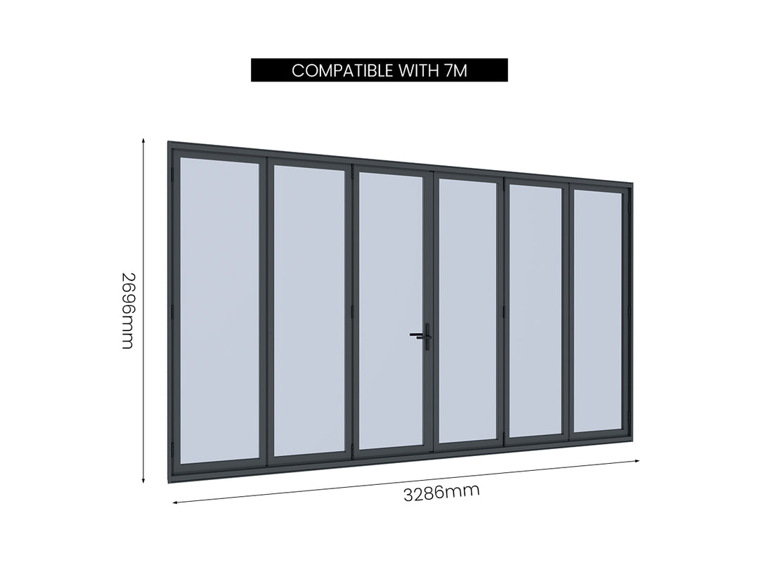 Caribbean Wall Mounted Pergola Bifold Glass Door, Size: 2.5m, Colour: Black