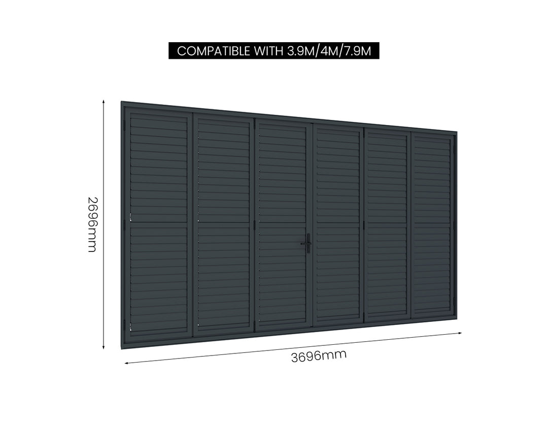 Caribbean Wall Mounted Pergola Bifold Shutter Wall, Size: 2.5m, Colour: Black
