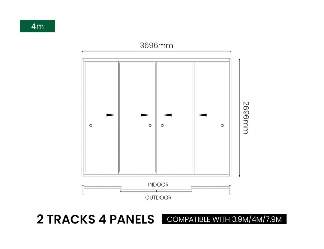 Caribbean Wall Mounted Pergola Frameless Glass Sliding Door