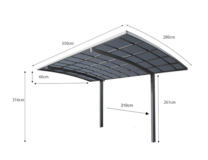 Cantilever Patio Cover 550x 280 x 316cm, Frame Colour: Grey,CS20657-5,CS20658-5
