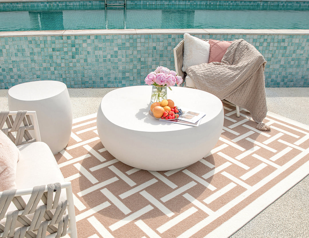 Ikaria Cobble Coffee Table, Colour: Cream White,