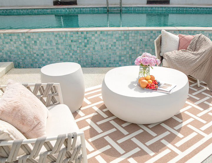 Ikaria Cobble Side Table, Colour: Cream White,