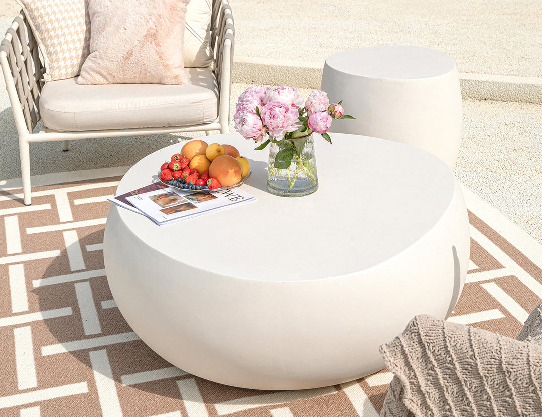 Ikaria Cobble Coffee Table, Colour: Cream White,