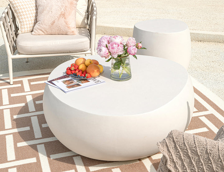 Ikaria Cobble Coffee Table, Colour: Cream White,