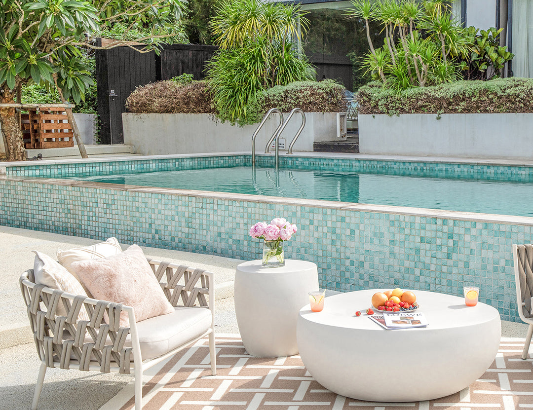 Ikaria Cobble Side Table, Colour: Cream White,