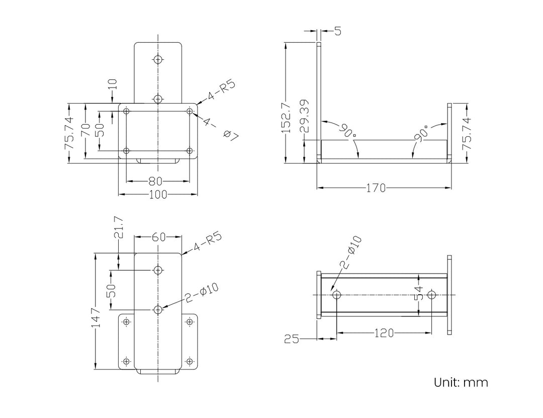 Fascia Wall Mounted Pergola Bracket, Colour: Black,