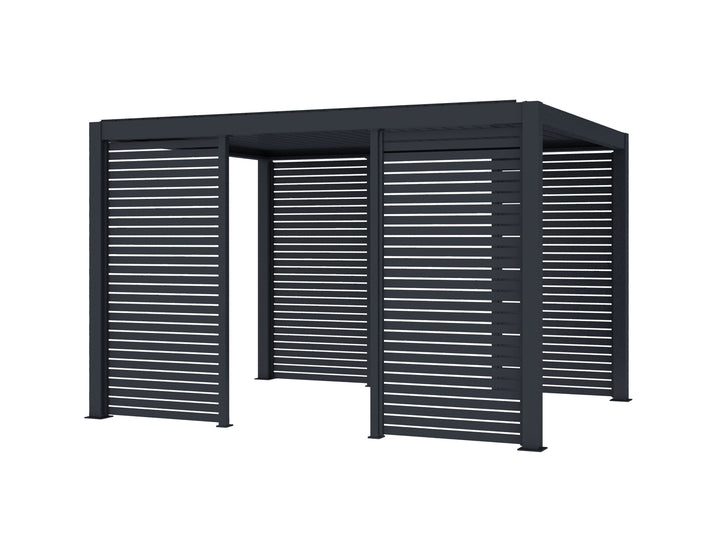 Atlantic & Caribbean Freestanding & Caspian Series Pergola Slatted Privacy Wall, Size: 1.116m, Colour: Charcoal
