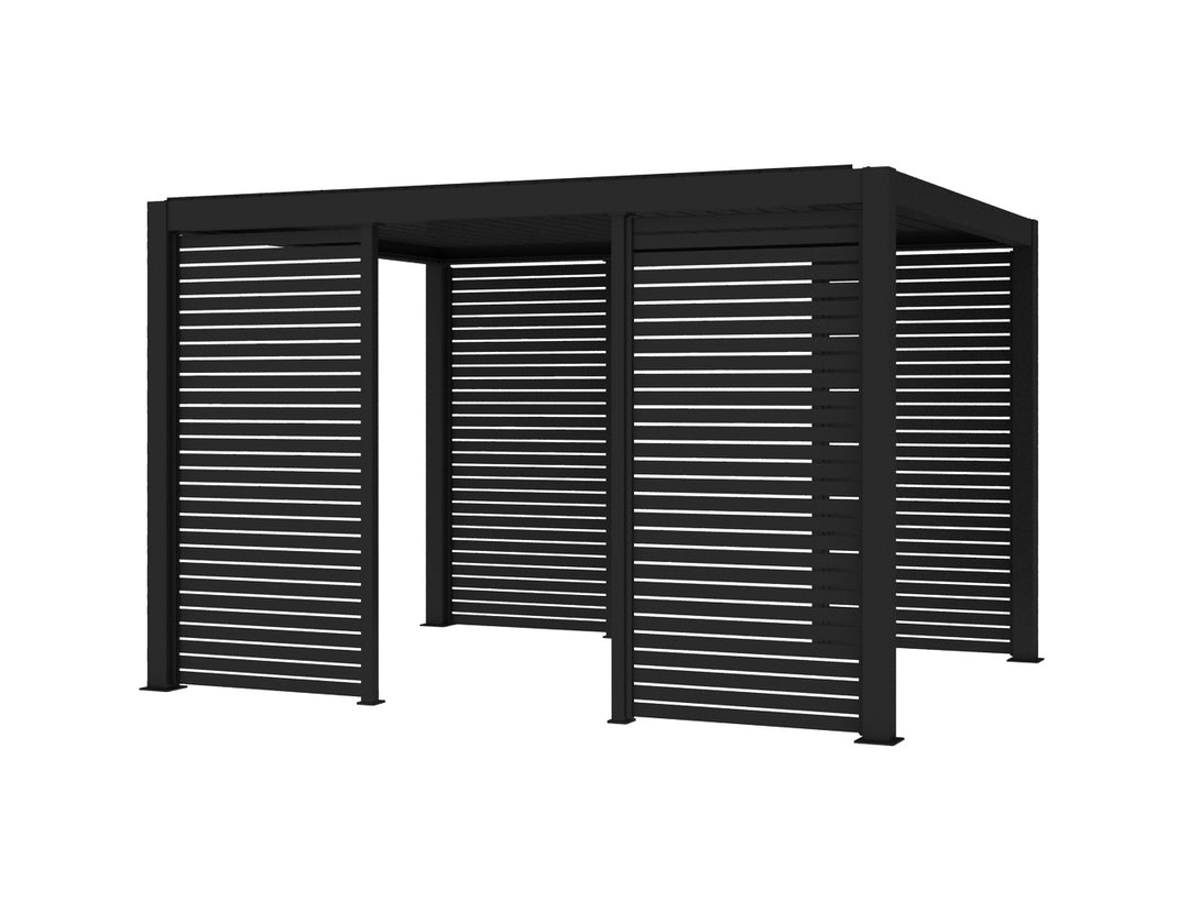 Atlantic & Caribbean Freestanding & Caspian Series Pergola Slatted Privacy Wall, Size: 1.116m, Colour: Black