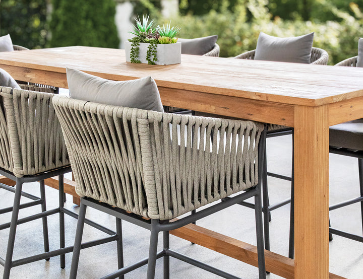 Kereru Aluminium and Rope Outdoor Bar Chair, Colour: Grey,