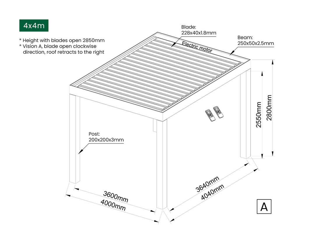 Mediterranean-SKY Motorised Freestanding Retractable Louvre Roof System