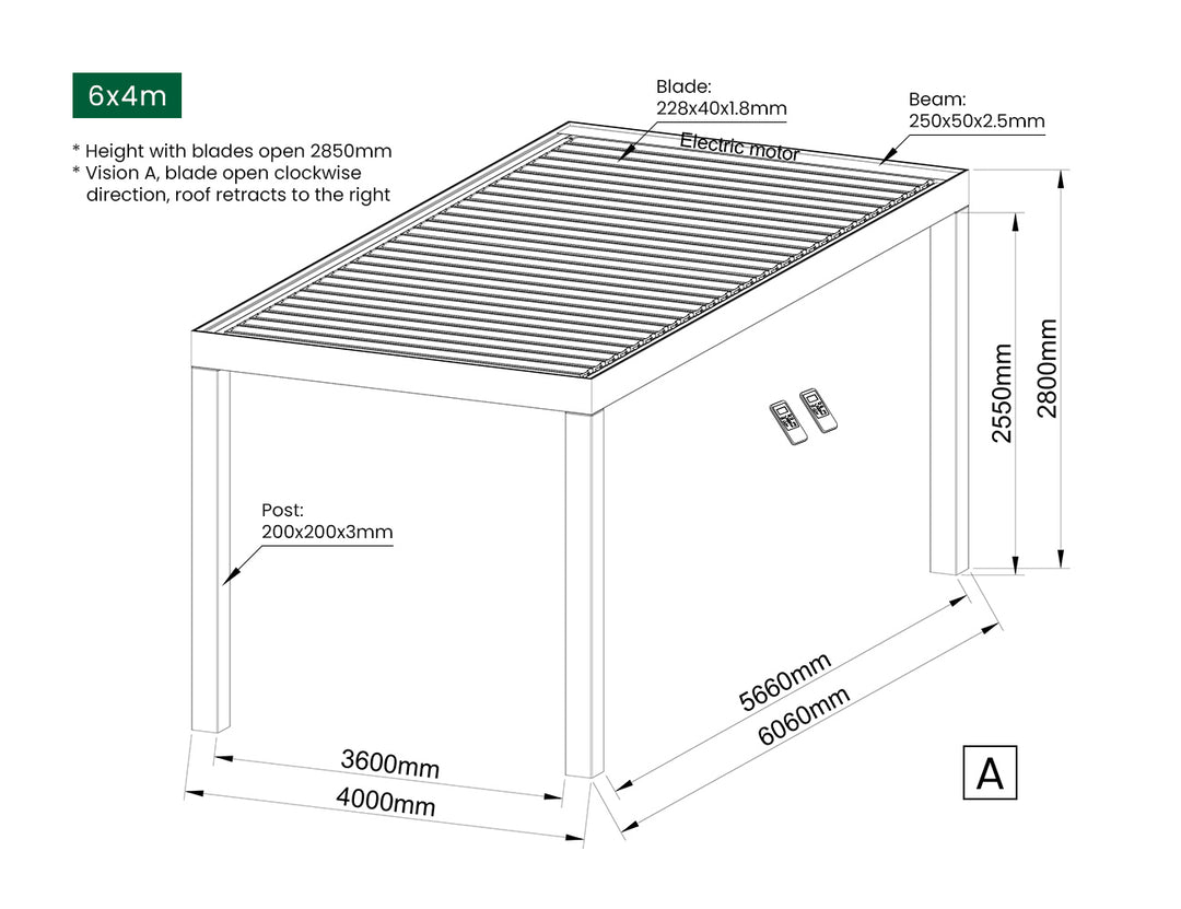 Mediterranean-SKY Motorised Freestanding Retractable Louvre Roof System