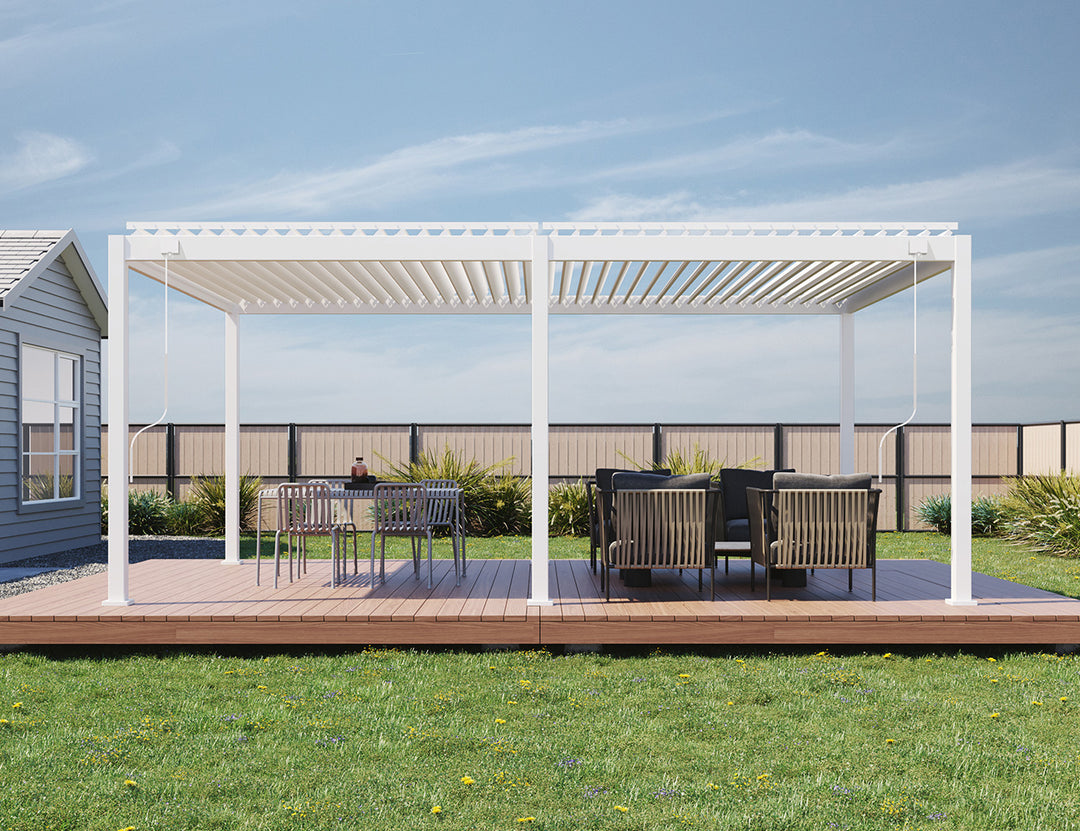 Baltic Manual Freestanding Louvre Roof Aluminium Pergola, Size: 2 x 2m, Colour: White