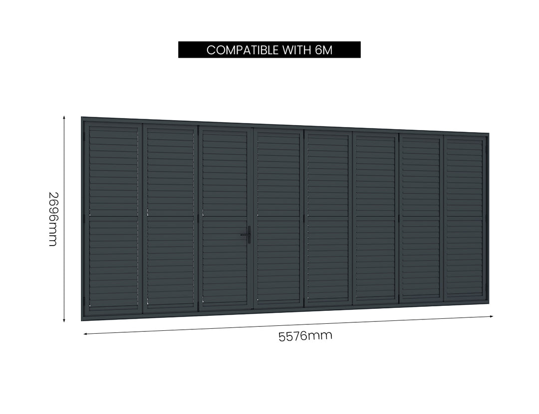 Pacific Wall Mounted Pergola Bifold Shutter Wall, Size: 4m, Colour: Black