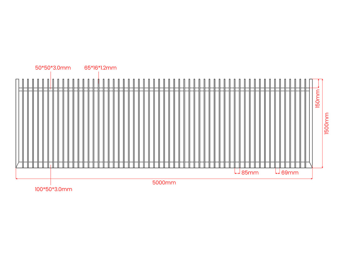 Roosevelt Motorised Sliding Gate, Colour: Black, Size: 5 x 1.2m