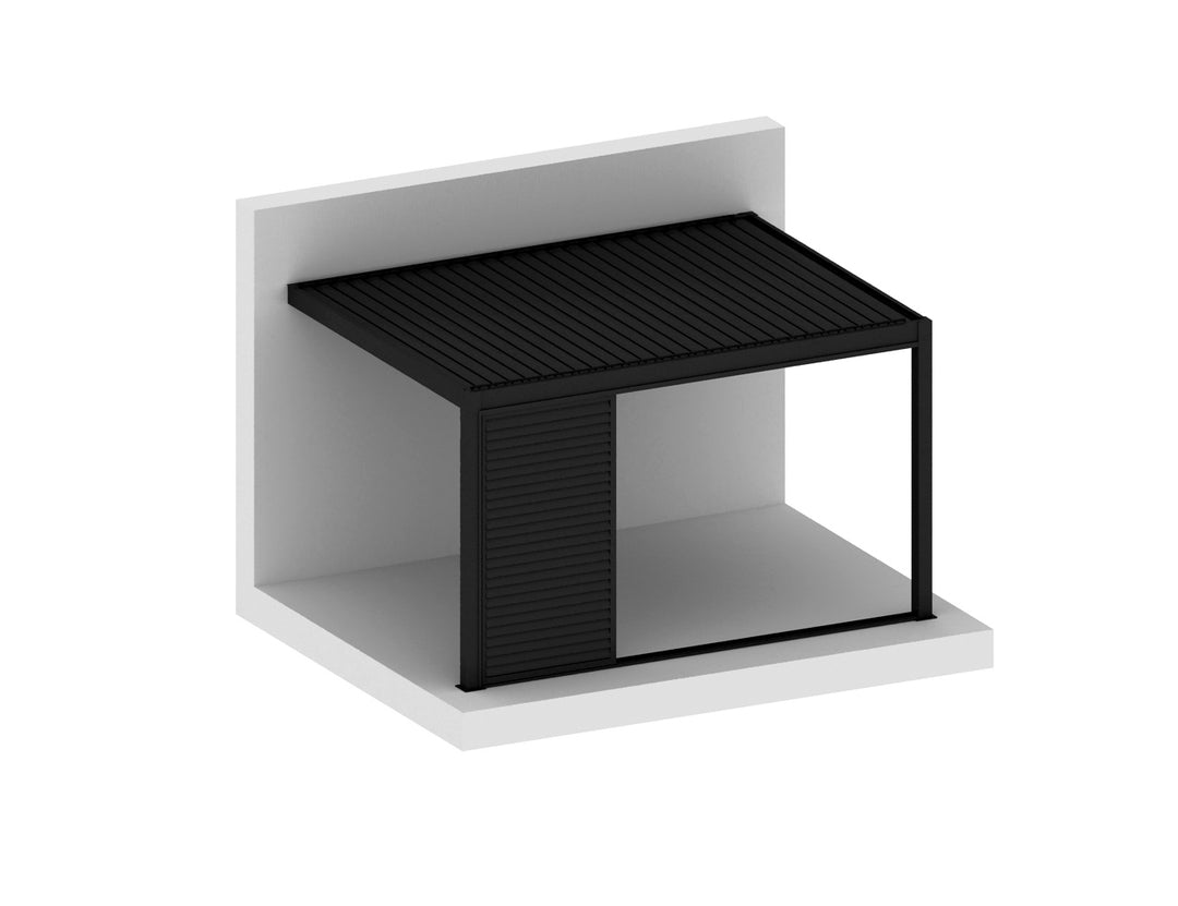 Tasman Wall Mounted Pergola Shutter Sliding Door, Size: 2.255m, Colour: Black